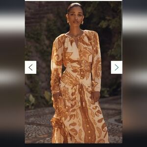 Farm Rio x Anthropologie Long-Sleeve Jacquard Maxi Dress